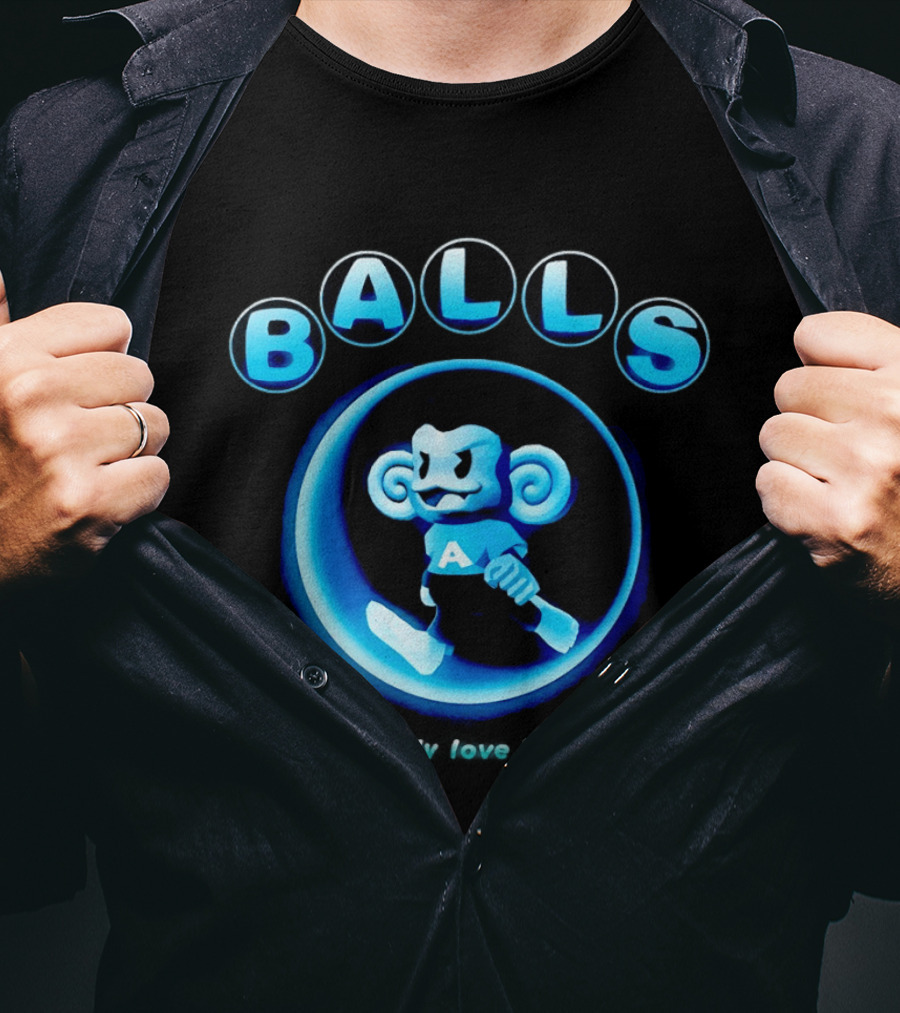 Super Monkey Ball I Really Love Balls A Blue Monkey T-Shirt