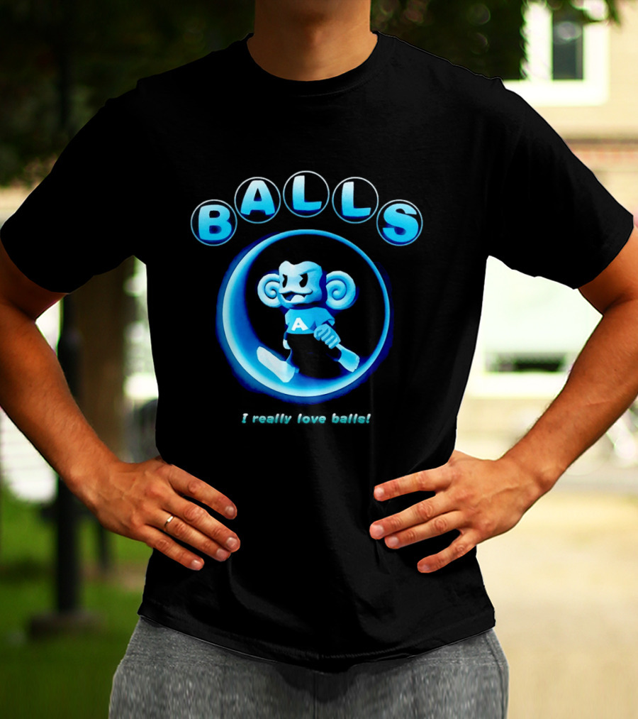 Super Monkey Ball I Really Love Balls A Blue Monkey T-Shirt