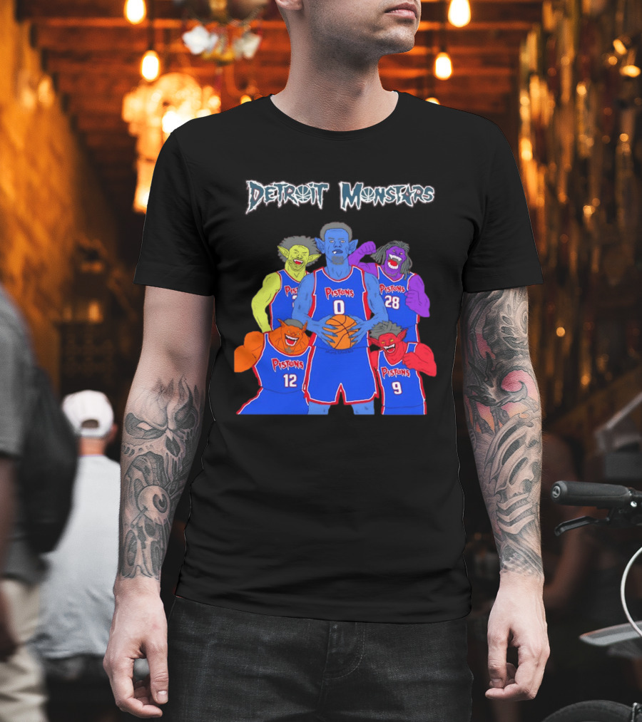 Detroit Pistons Monsters Space Jam Characters Basketball T-Shirt