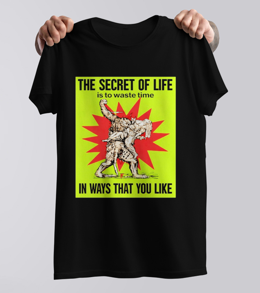 The Secret Of Life Is To Waste Time In Ways That You Like Comic Style Red Burst T-Shirt