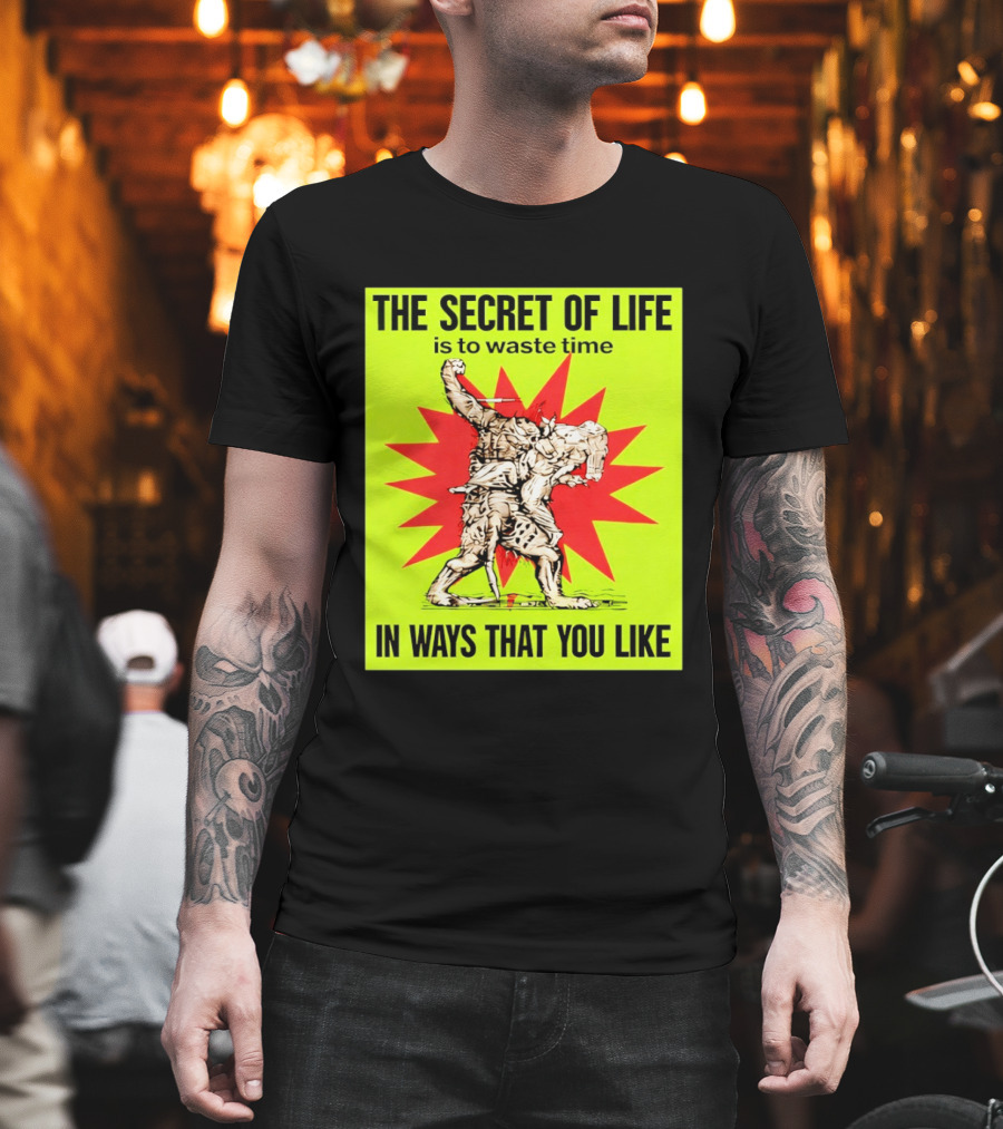 The Secret Of Life Is To Waste Time In Ways That You Like Comic Style Red Burst T-Shirt