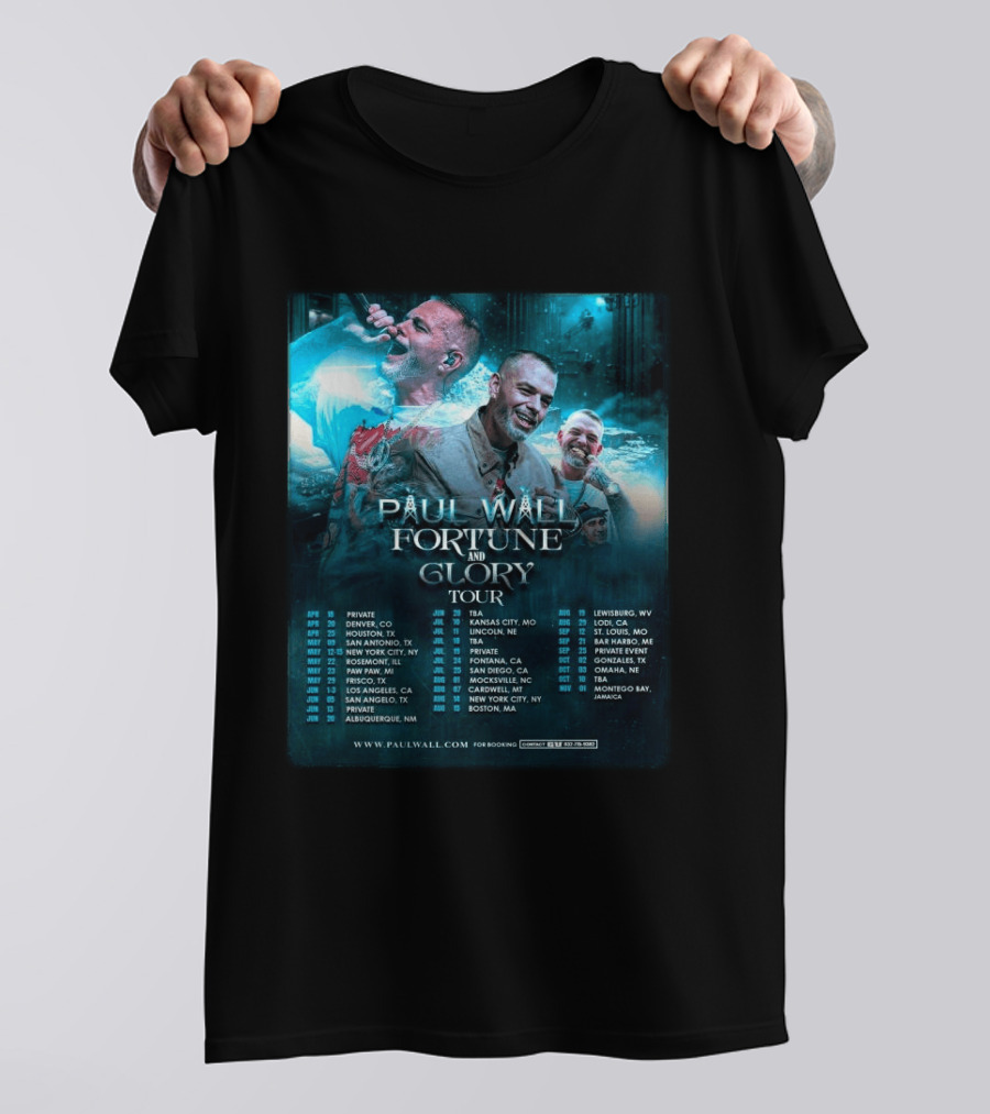 Paul Wall Fortune And Glory Tour 2026 Dates And Locations T-Shirt