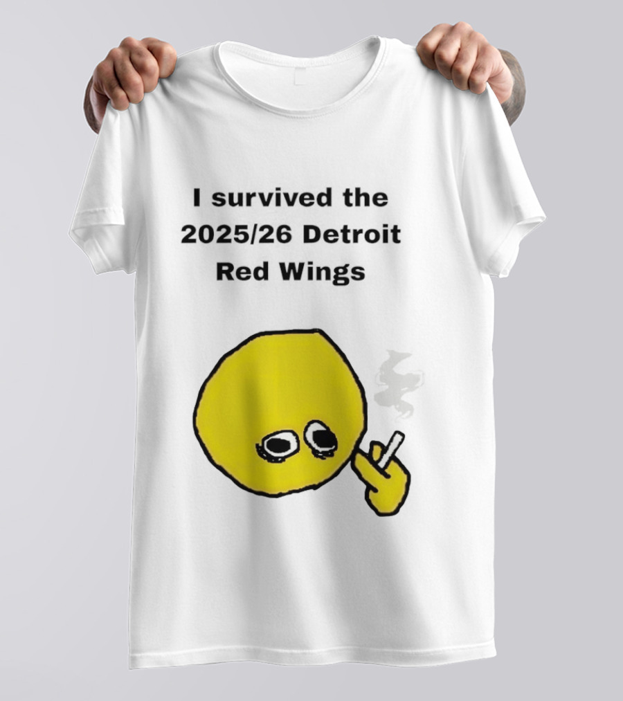 Smoking I Survived The 2025 26 Detroit Red Wings Yellow Face Smoking T-Shirt