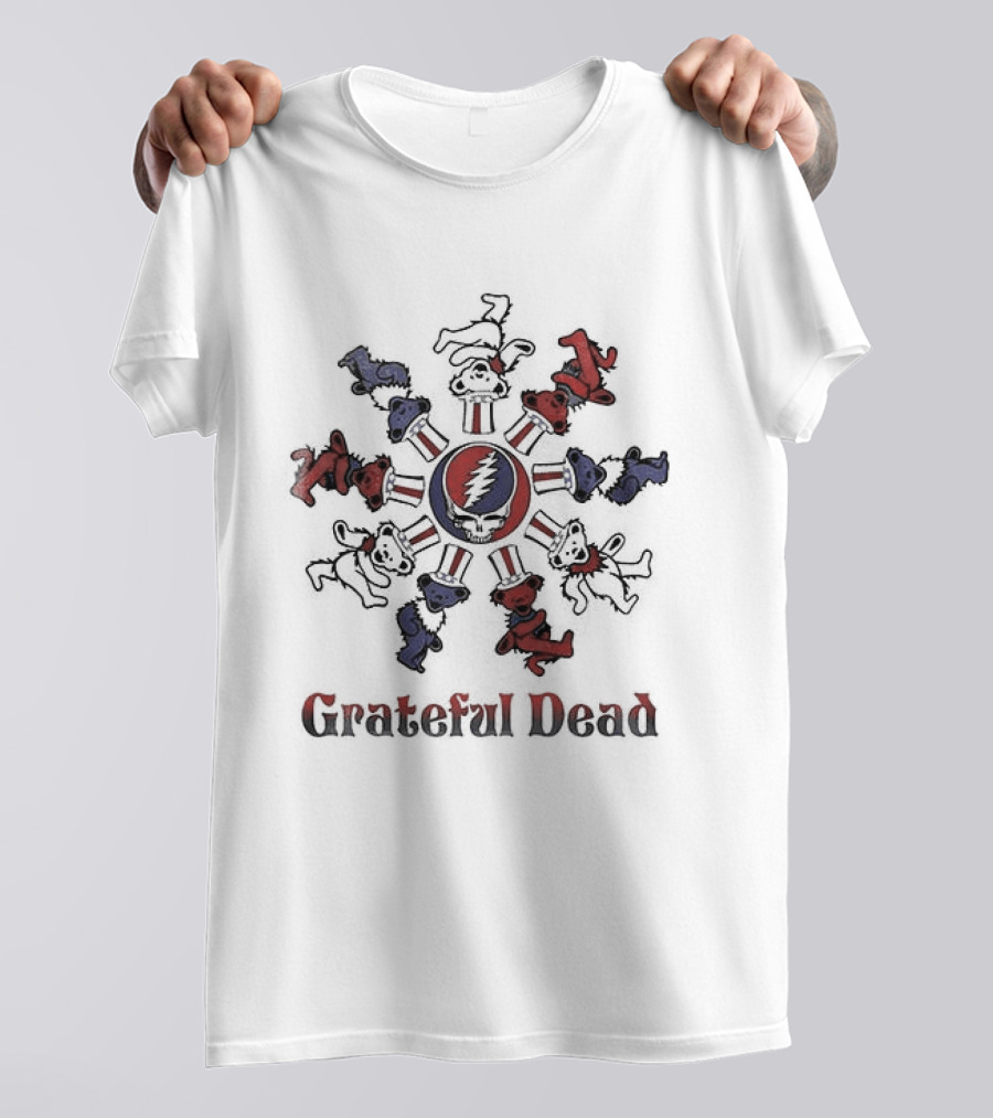 Grateful Dead Bears Dancing Around Steal Your Face Skull T-Shirt