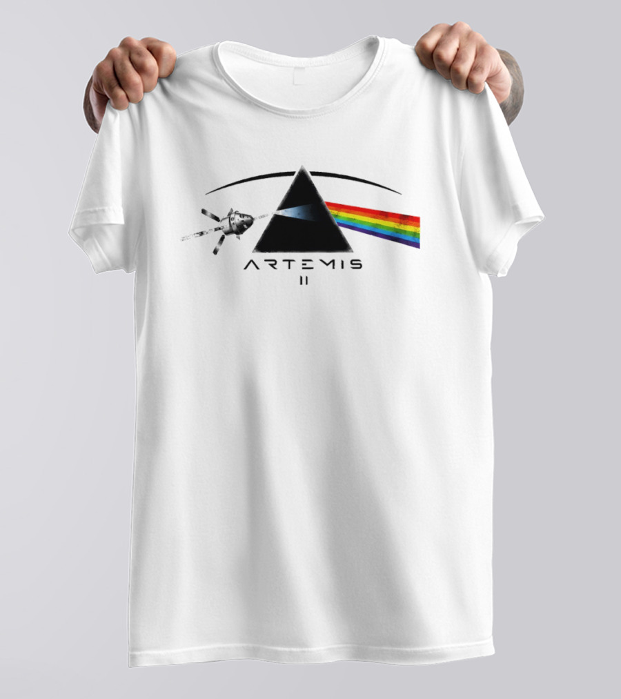 Artemis II Orion Space Program Dark Side Rainbow Triangle T-Shirt