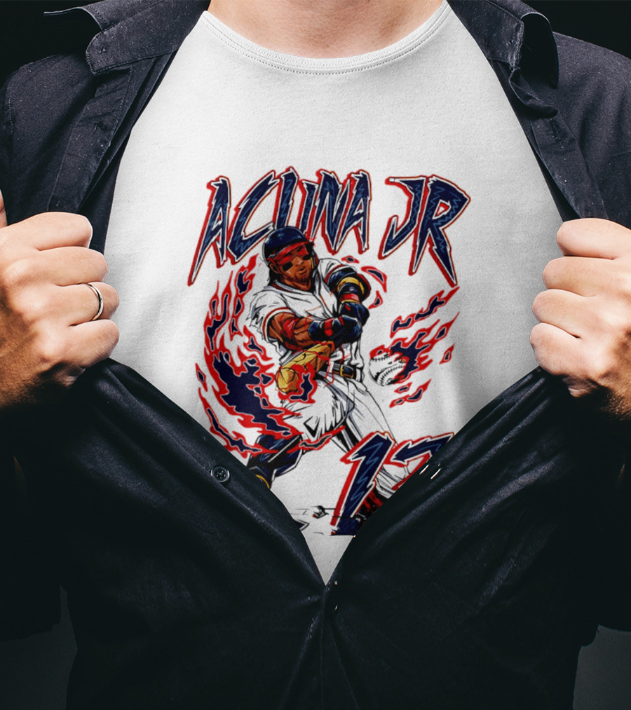 Ronald Acuna Jr Atlanta Braves 13 Hand Drawn Baseball T-Shirt