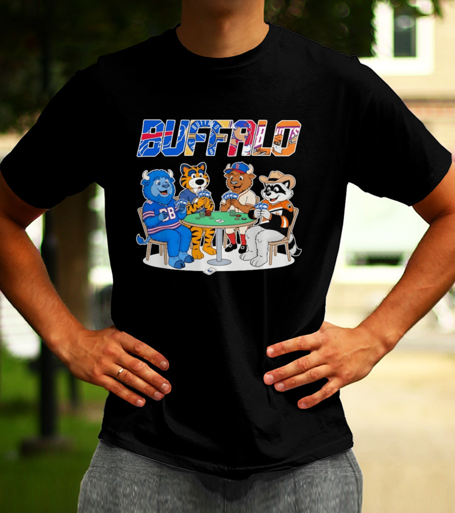 Buffalo Bisons Sabres Bills Rocket City Trash Pandas Playing Card Characters T-Shirt