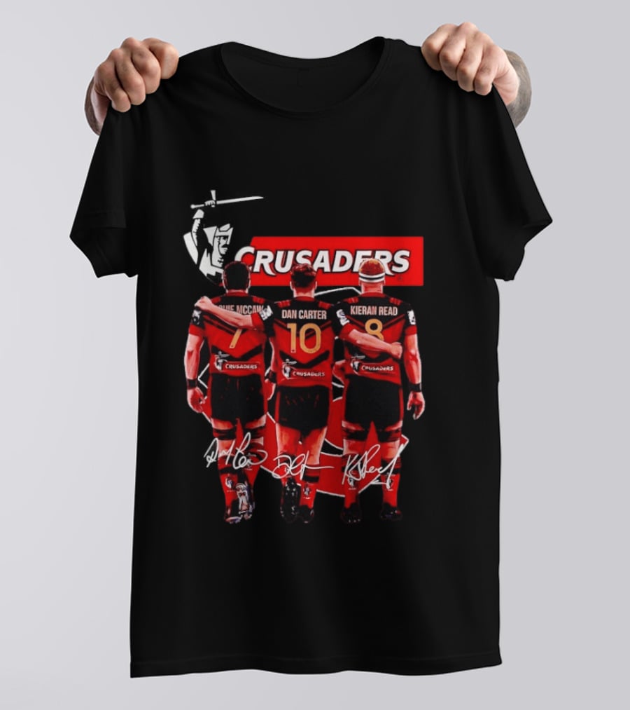 Crusaders Dan Carter Richie McCaw Kieran Read Signatures Rugby Legends Trio T-Shirt