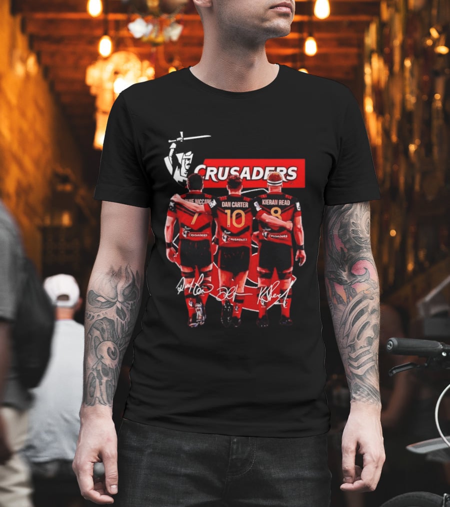 Crusaders Dan Carter Richie McCaw Kieran Read Signatures Rugby Legends Trio T-Shirt