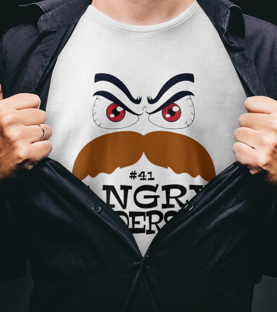 Angry Anderson #41 Big Face Brown Mustache Red Eyes T-Shirt