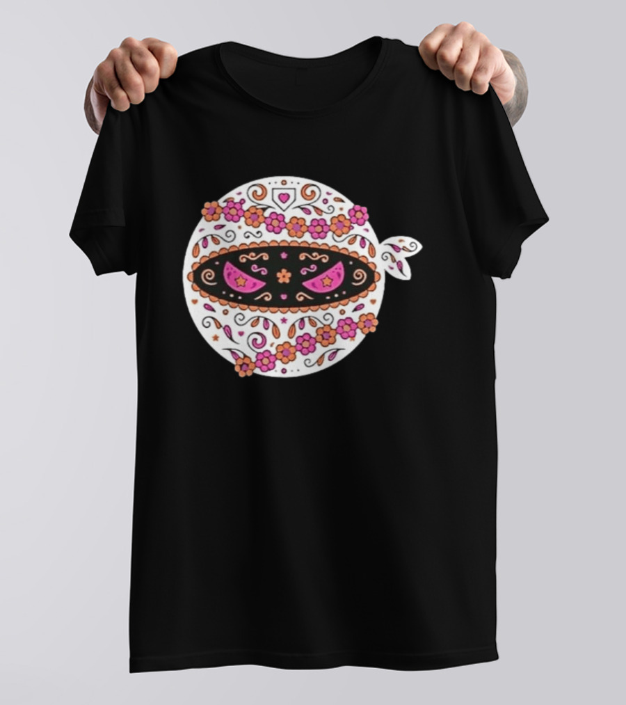 Dia De Los Muertos San Diego Padres Pitching Ninja Baseball Skull Floral T-Shirt