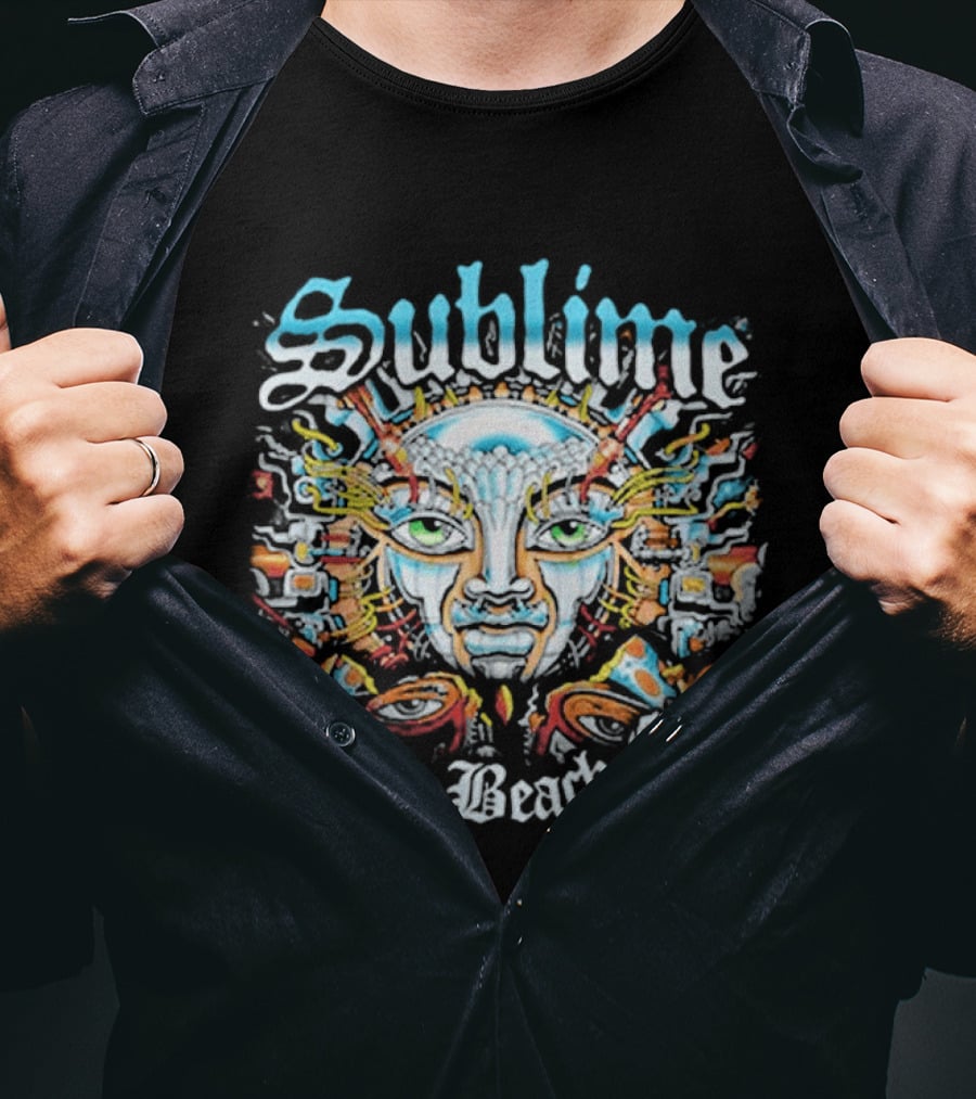 Sublime Long Beach CA Psychedelic Sunburst Face T-Shirt