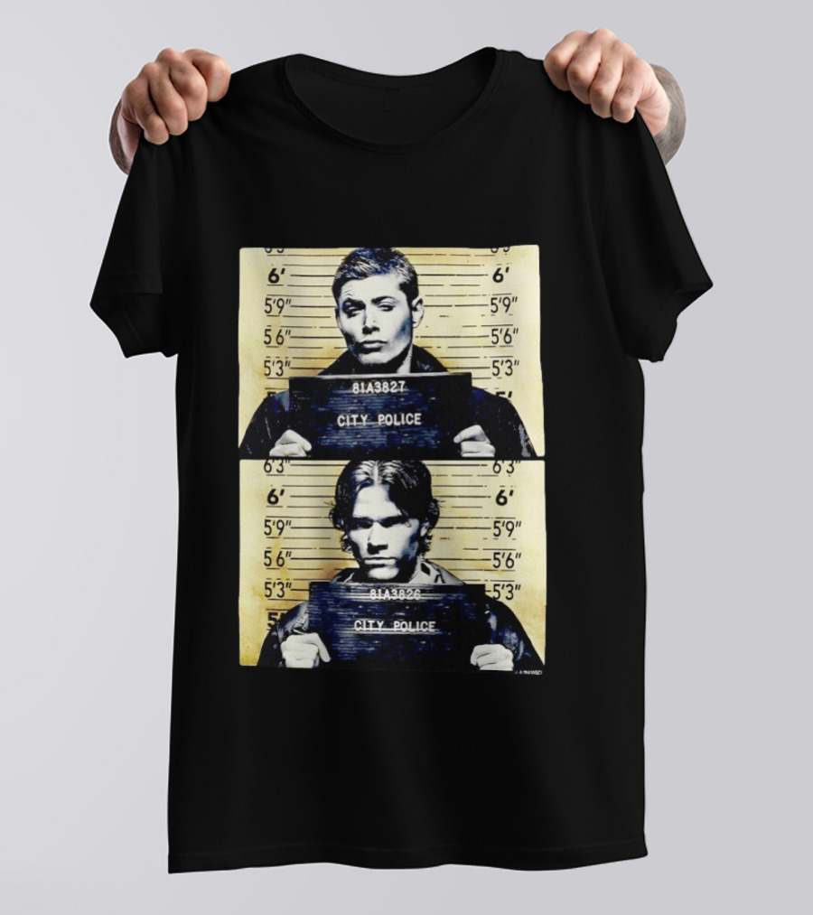 Supernatural Sam And Dean Winchester Shot City Police 81A3827 81A3826 T-Shirt