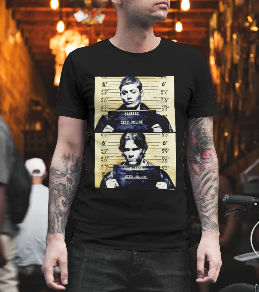 Supernatural Sam And Dean Winchester Shot City Police 81A3827 81A3826 T-Shirt