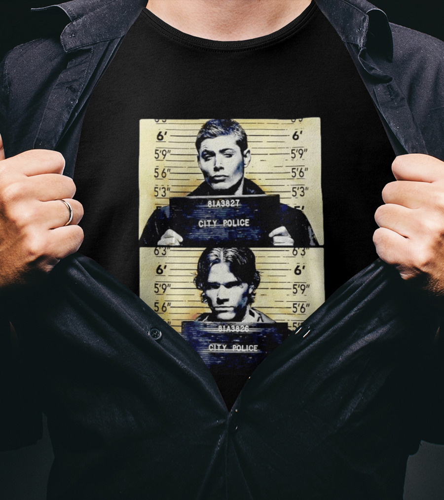 Supernatural Sam And Dean Winchester Shot City Police 81A3827 81A3826 T-Shirt