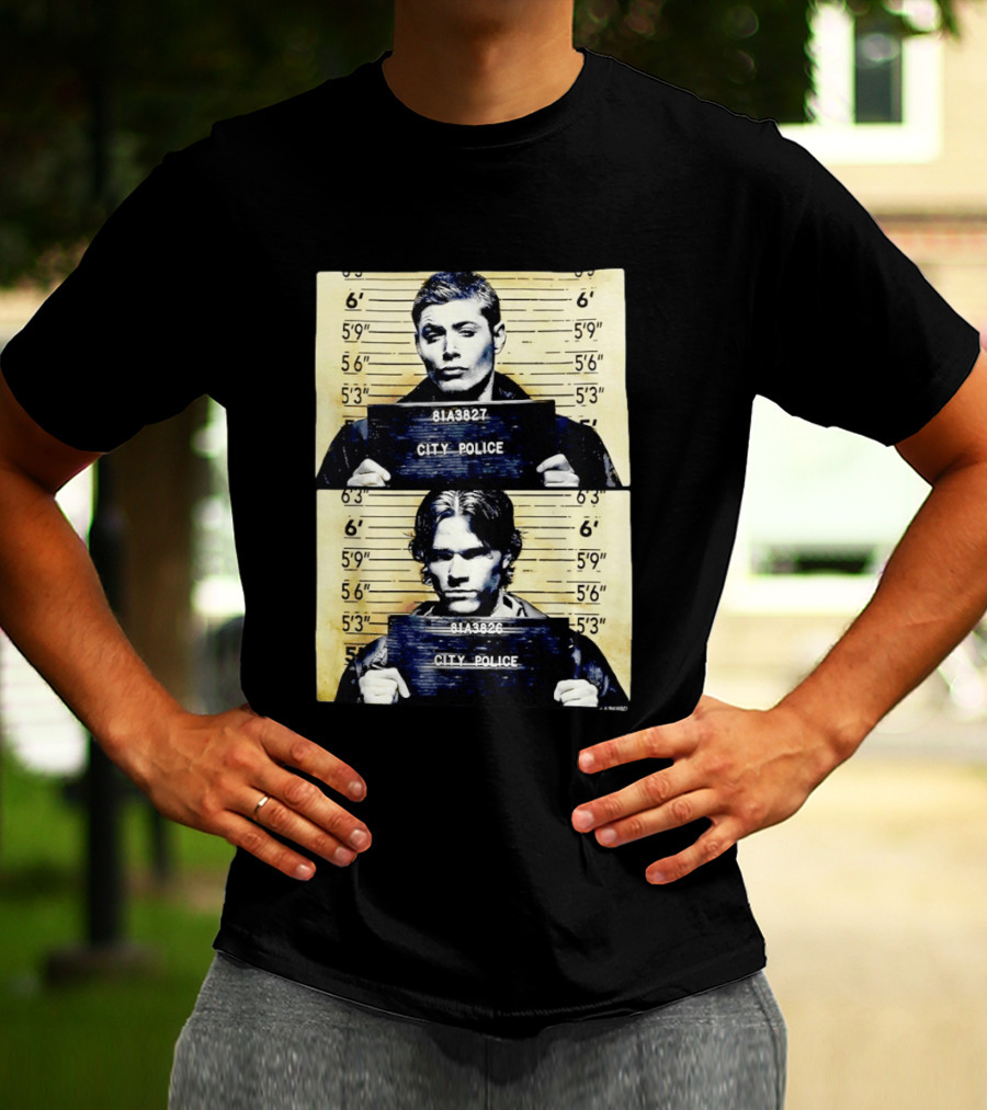 Supernatural Sam And Dean Winchester Shot City Police 81A3827 81A3826 T-Shirt