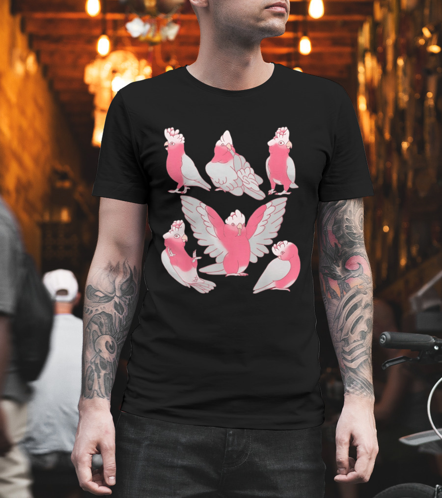 Galah Cockatoo Pink Parrot Birb Cute Cartoon Characters T-Shirt