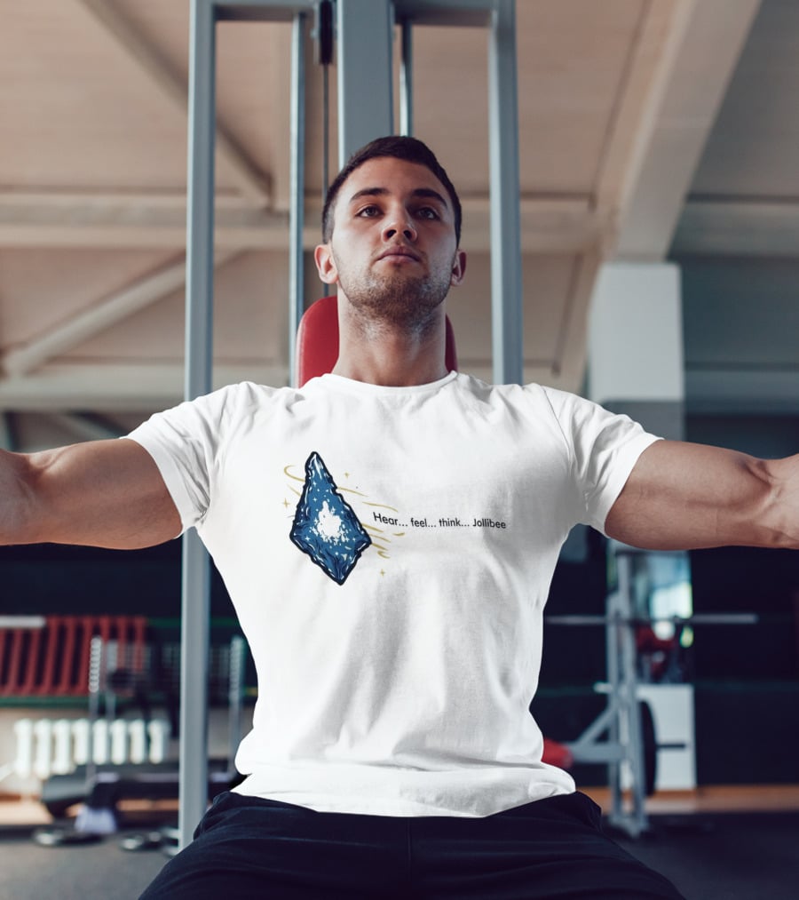 Hear Feel Think Jollibee Blue Crystal Stone T-Shirt