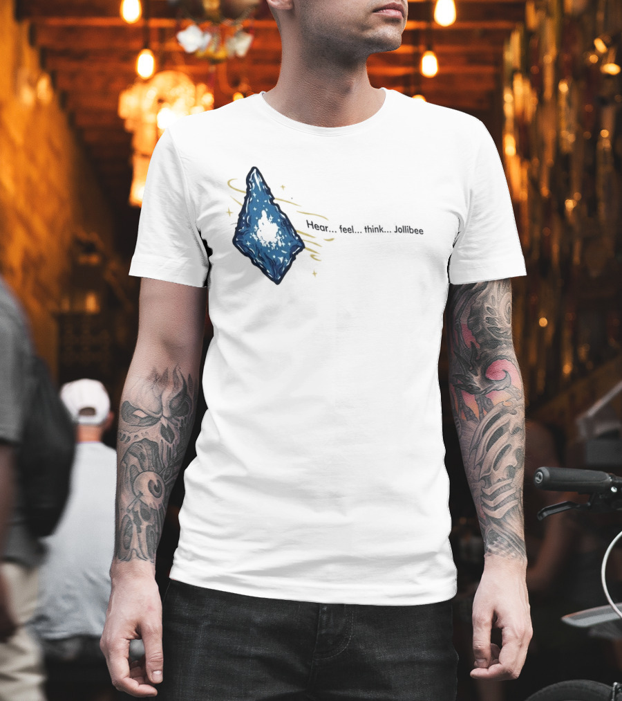 Hear Feel Think Jollibee Blue Crystal Stone T-Shirt