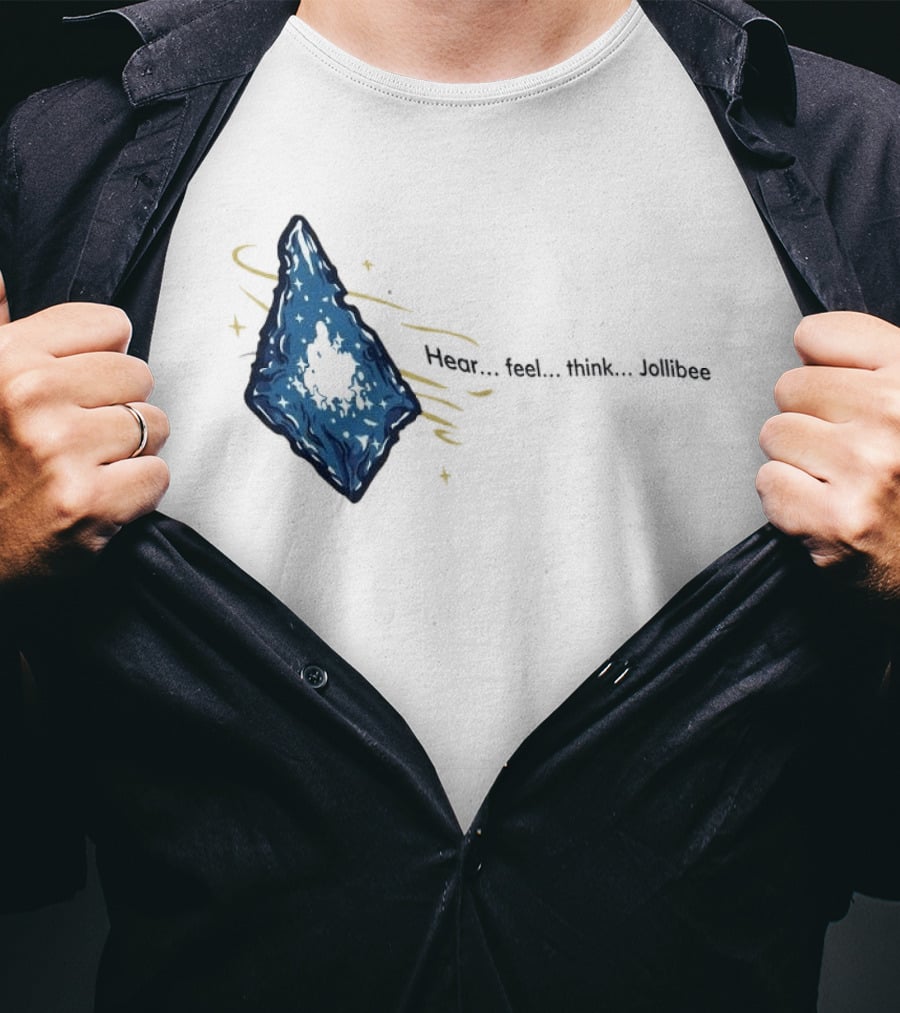 Hear Feel Think Jollibee Blue Crystal Stone T-Shirt