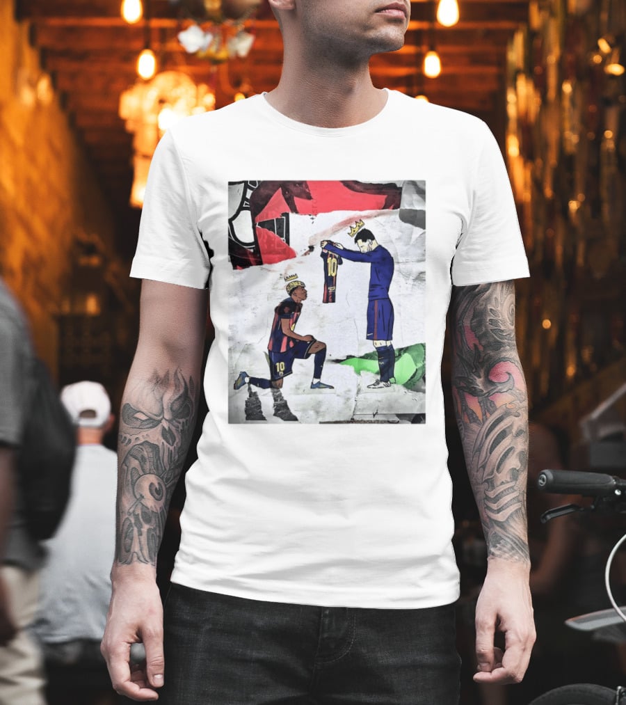 Lionel Messi Lamine Yamal Barcelona FC Art Collaboration T-Shirt