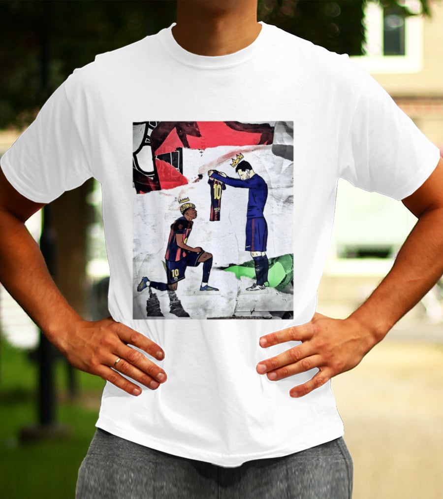 Lionel Messi Lamine Yamal Barcelona FC Art Collaboration T-Shirt