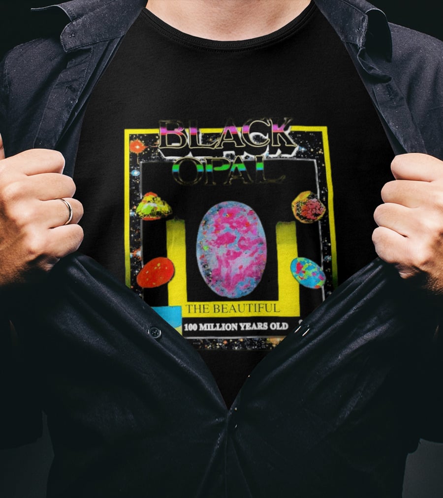 Black Opal The Beautiful 100 Million Years Old Celestial Stars Retro Vibe T-Shirt