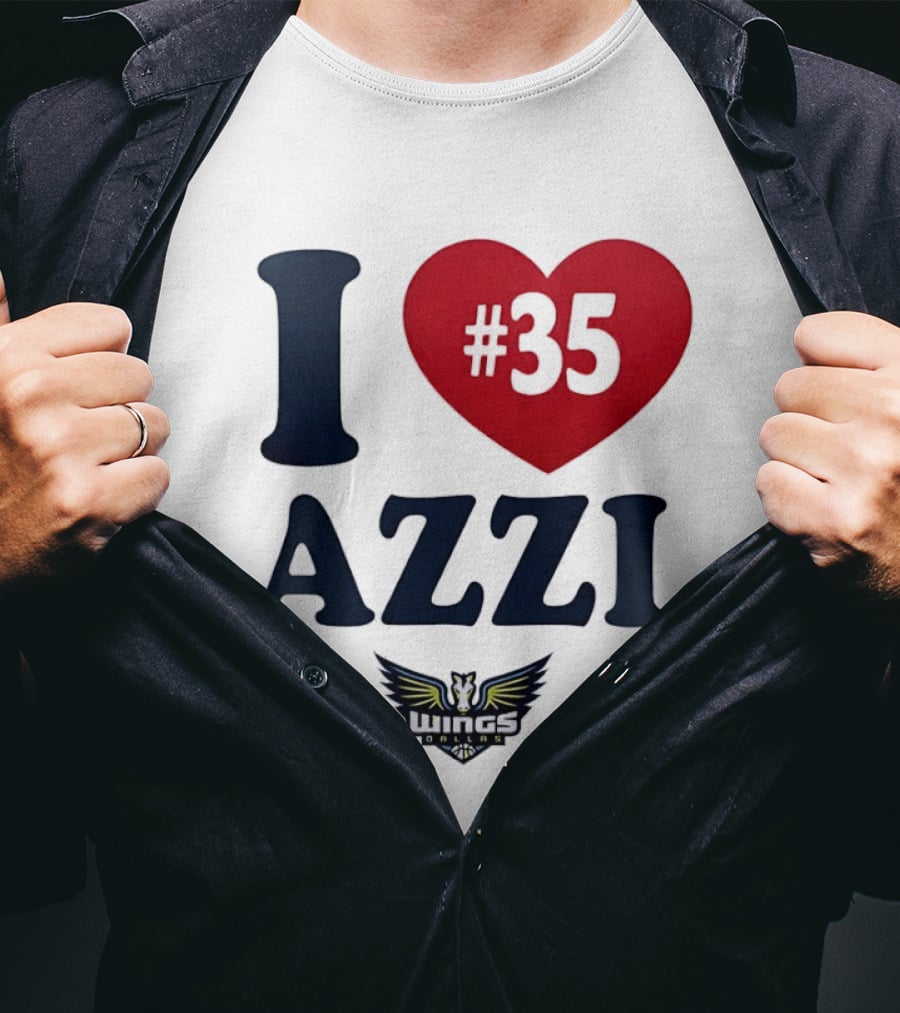 I Love Azzi Fudd Heart 35 Dallas Wings WNBA T-Shirt