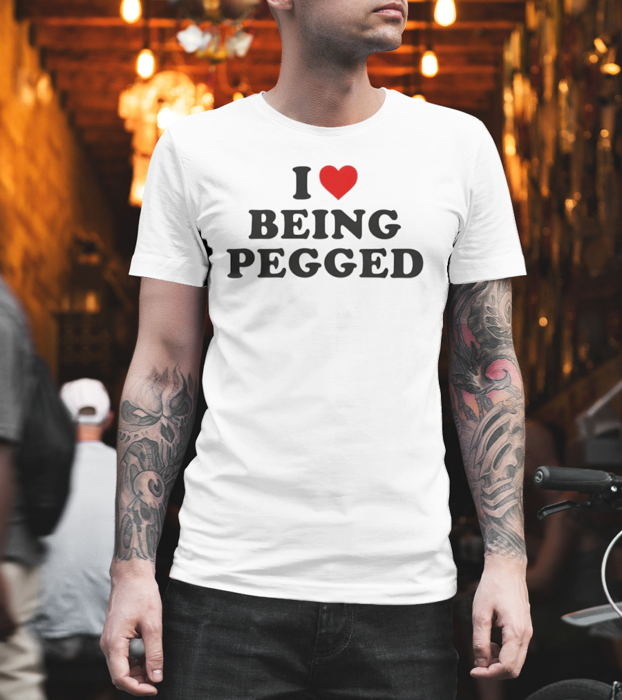 I Love Heart Being Pegged Bold Text Black And Red T-Shirt