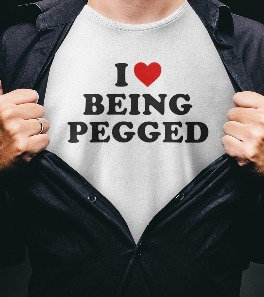 I Love Heart Being Pegged Bold Text Black And Red T-Shirt