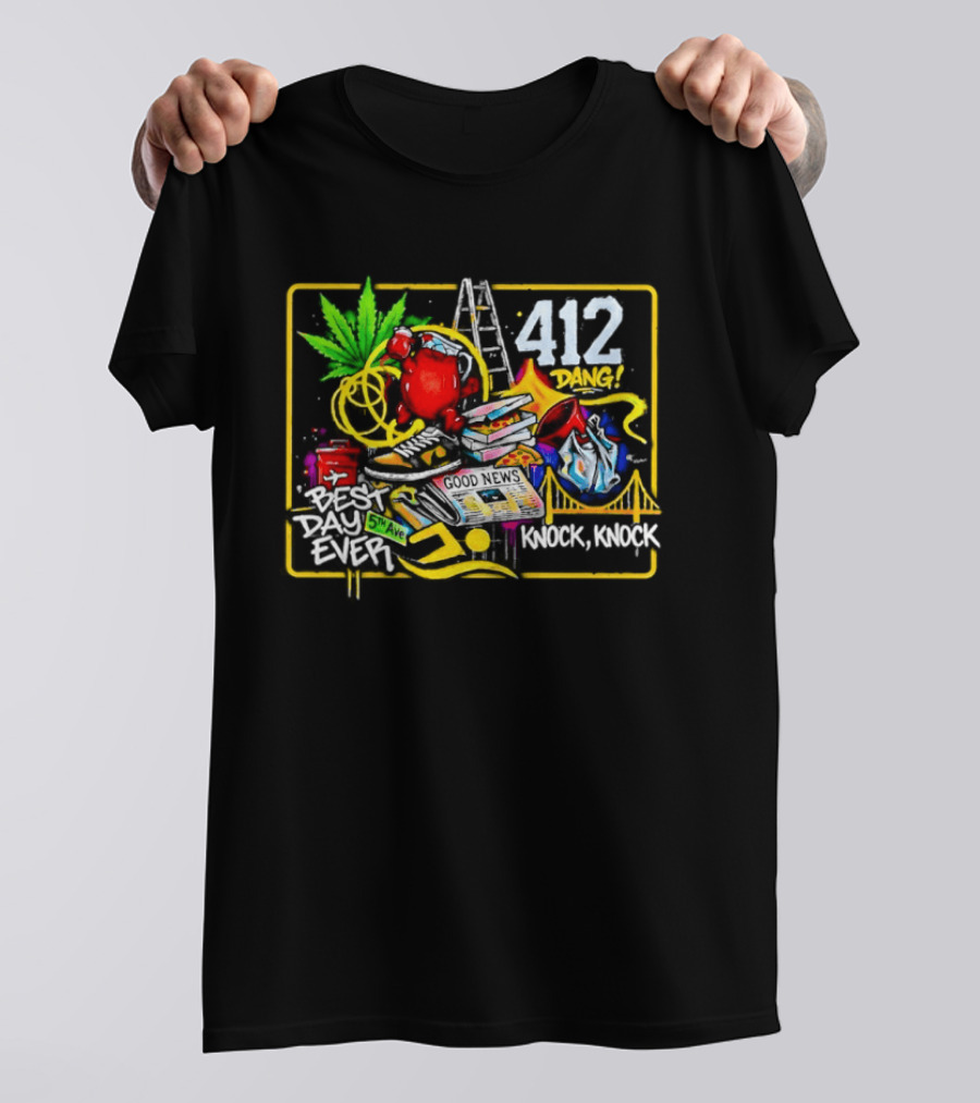 Good News Best Day Ever 412 Knock Knock Dang Graffiti Vibes T-Shirt