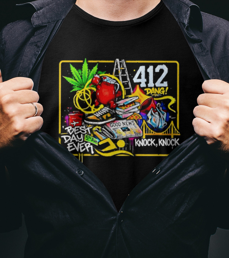 Good News Best Day Ever 412 Knock Knock Dang Graffiti Vibes T-Shirt