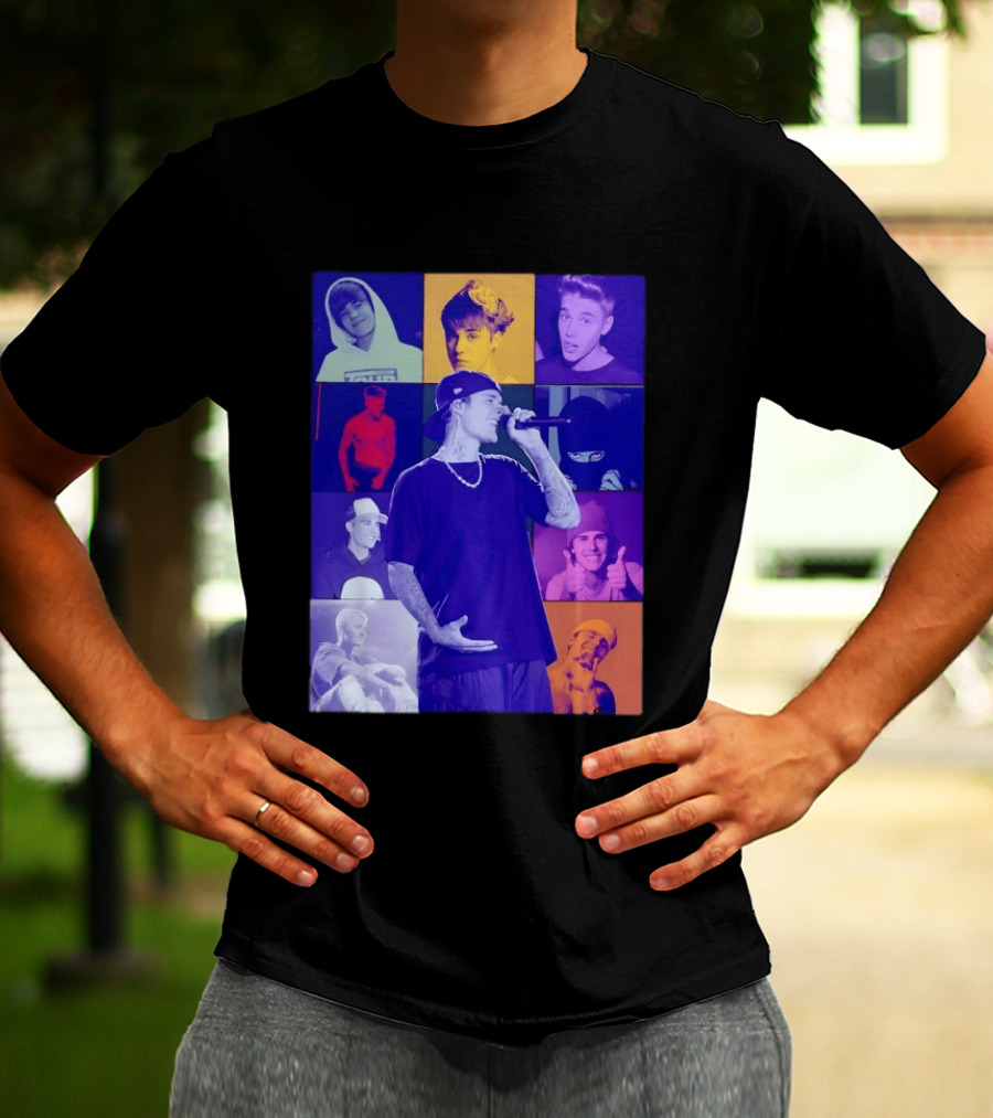 Justin Bieber The Eras Tour Concert Retro Photo Collage T-Shirt
