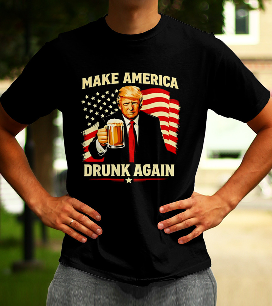 Patriotic Trump Make America Drunk Again Flag Beer T-Shirt