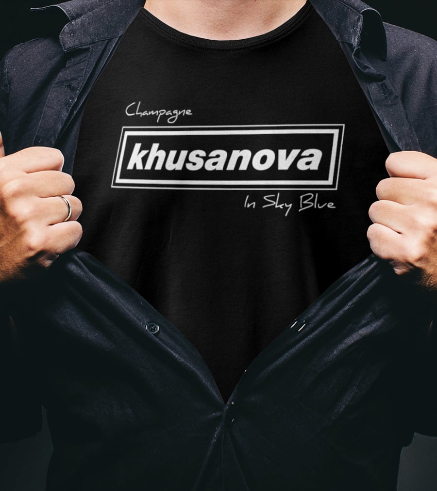 Champagne Khusanova In Sky Blue T-Shirt