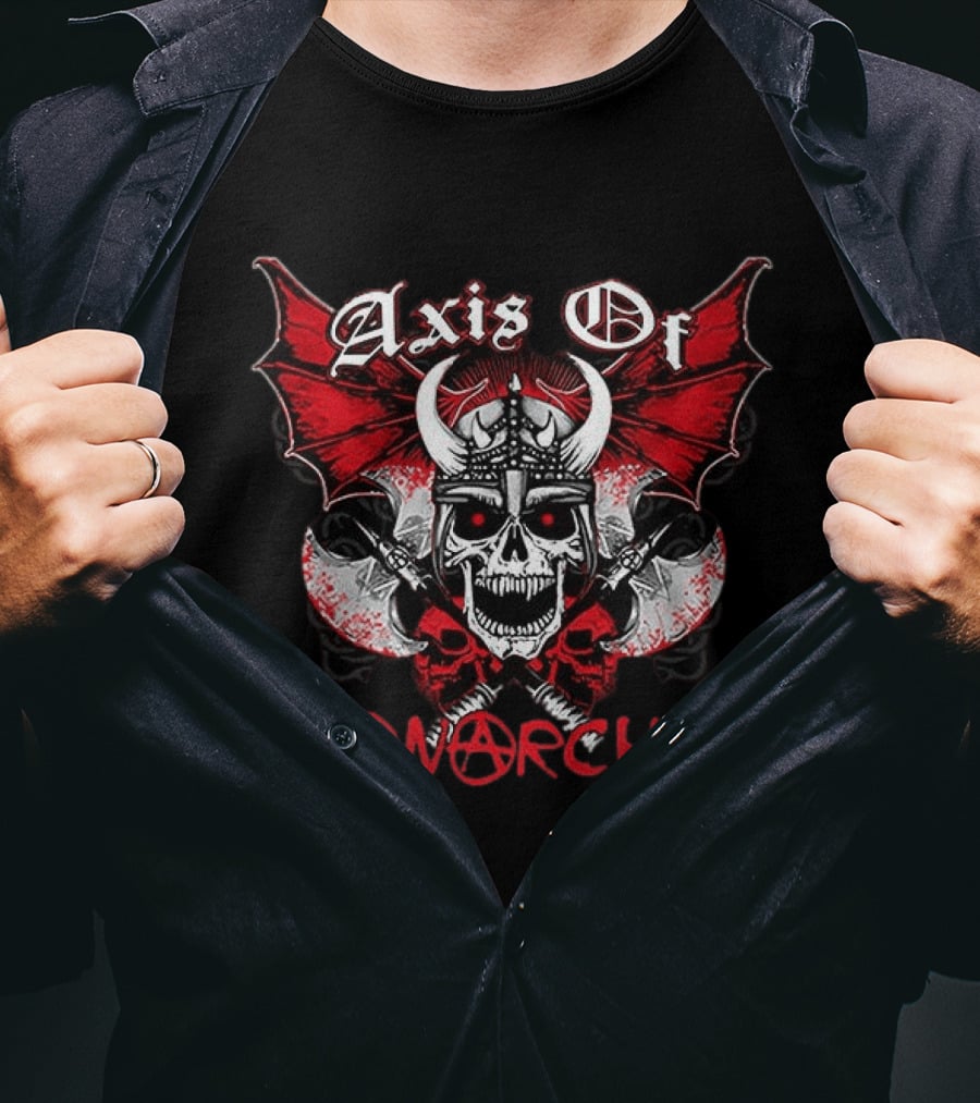 Axis Of Anarchy Skull With Red Wings And Viking Helmet T-Shirt
