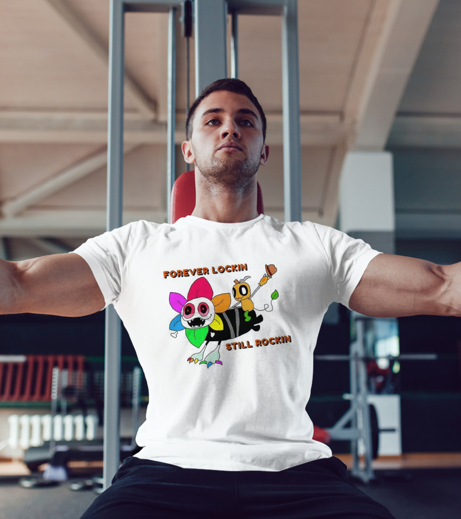 Forever Lockin Still Rockin Colorful Creature Toon T-Shirt