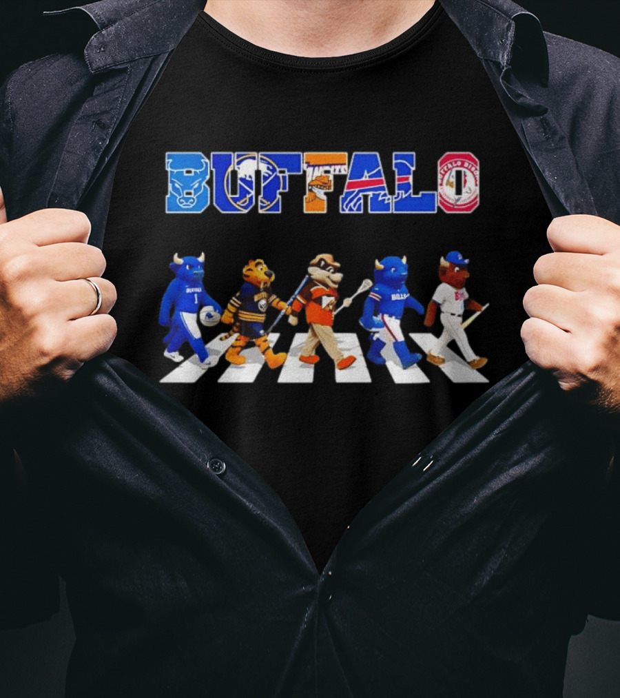 Buffalo Bills Sabres Bisons Bulls Mascots Abbey Road 2026 T-Shirt