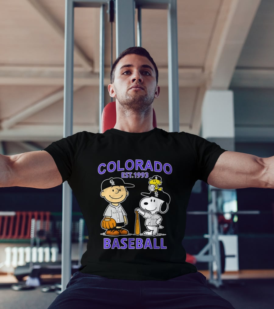 Charlie Brown Snoopy Woodstocks Colorado Baseball EST 1993 T-Shirt