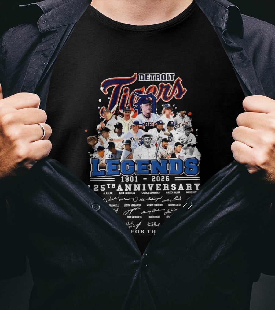 Detroit Tigers Legends 1901 2026 125th Anniversary Thank You For The Memories T-Shirt