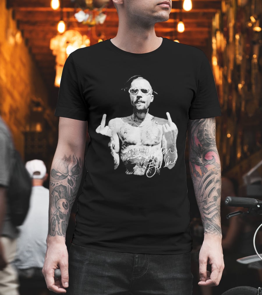 Justin Bieber Middle Finger Bieberchella World Tour 2026 Black And White Tattoo T-Shirt