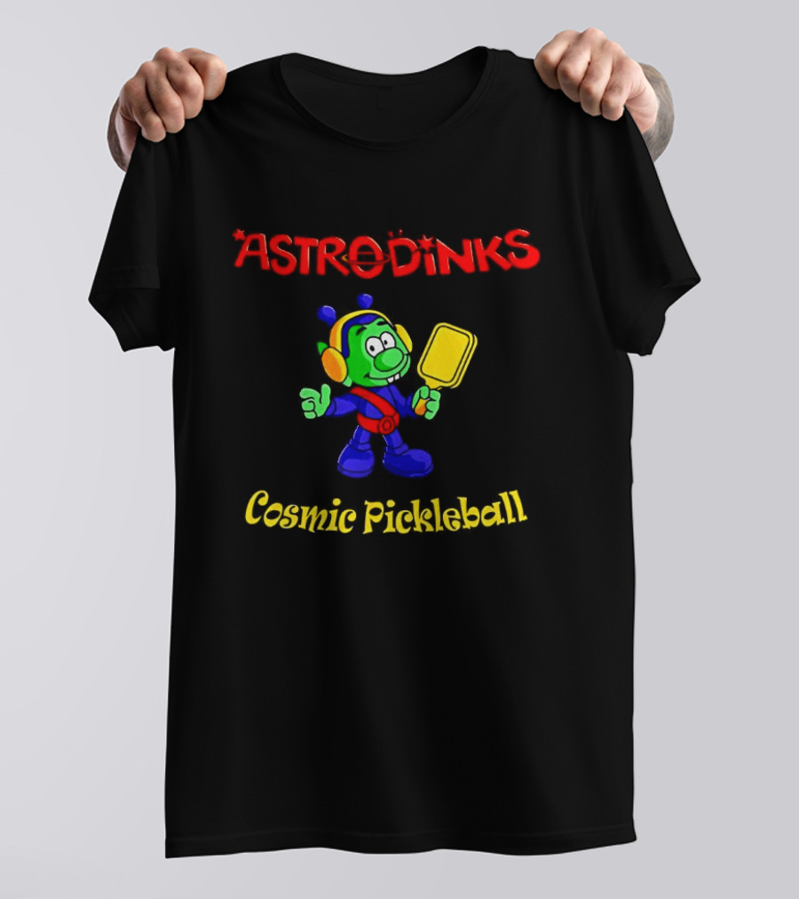 Astrodinks Cosmic Pickleball Alien With Paddle T-Shirt