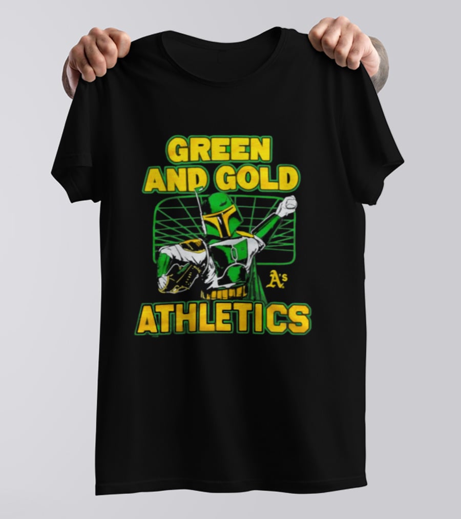 Green And Gold Athletics Dark Side Star Wars Bounty Hunter T-Shirt