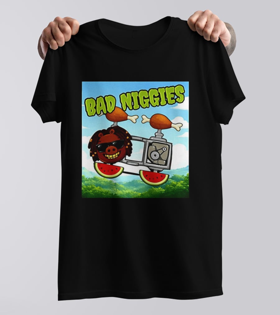 Bad Niggies Angry Birds Parody Flying Pig T-Shirt