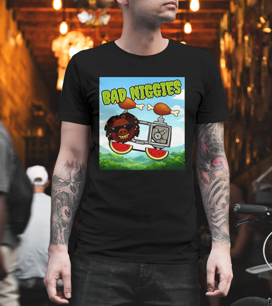 Bad Niggies Angry Birds Parody Flying Pig T-Shirt
