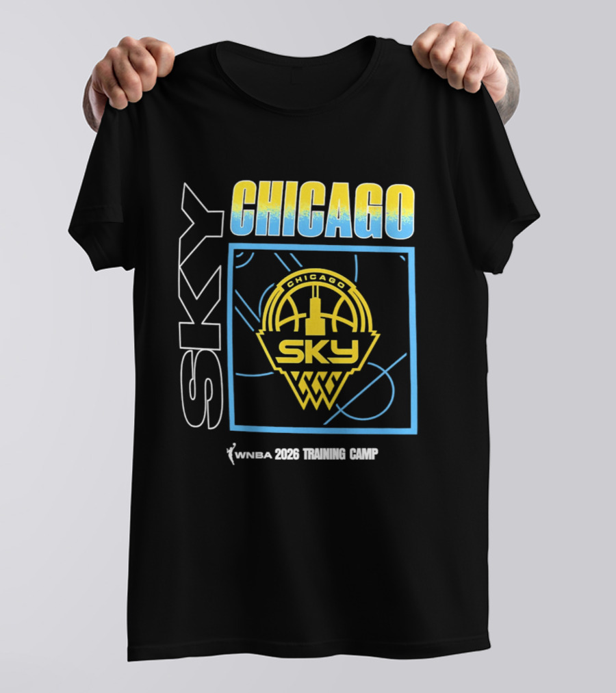 Chicago Sky WNBA 2026 Training Camp Logo With Basketball And Skyline T-Shirt