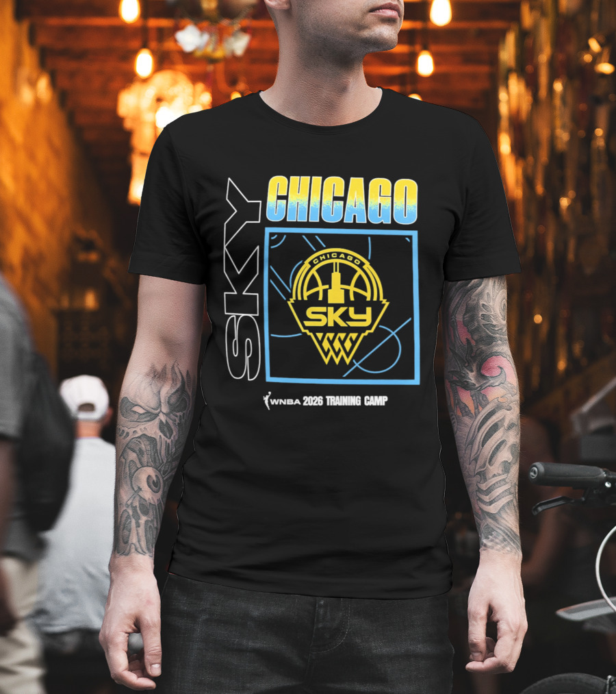Chicago Sky WNBA 2026 Training Camp Logo With Basketball And Skyline T-Shirt