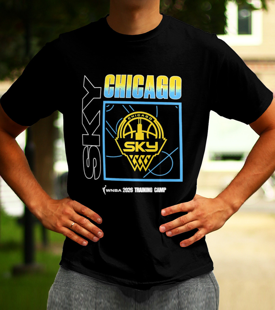 Chicago Sky WNBA 2026 Training Camp Logo With Basketball And Skyline T-Shirt