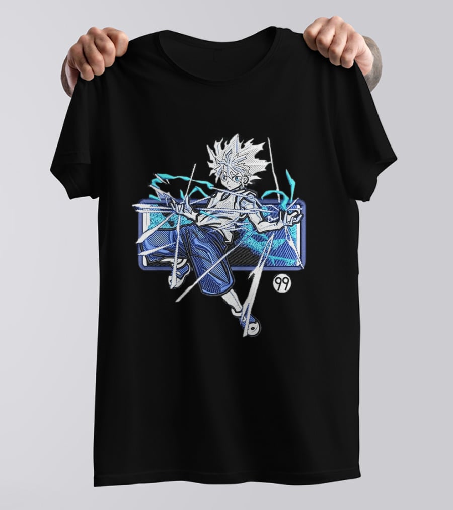 Hunter X Hunter Killua 99 Anime Graphic Manga Style Electric Aura T-Shirt