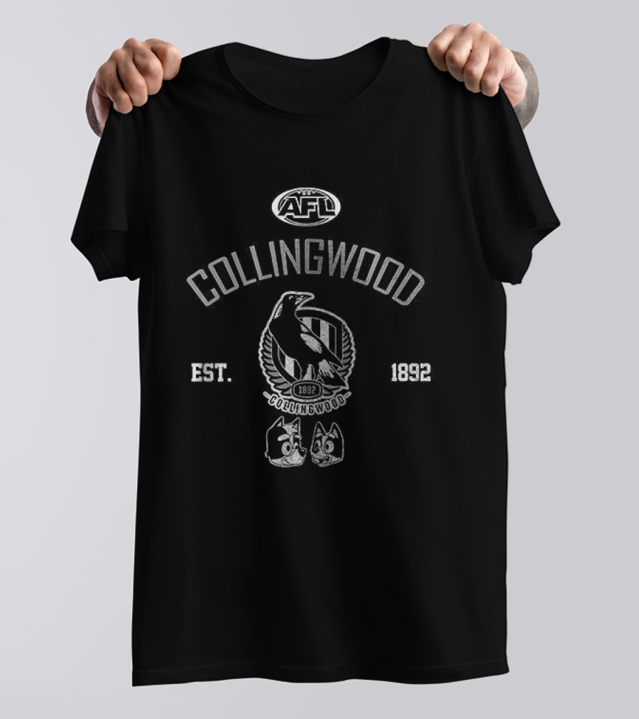 Collingwood Magpies Blue Dog Cartoon AFL Est 1892 T-Shirt